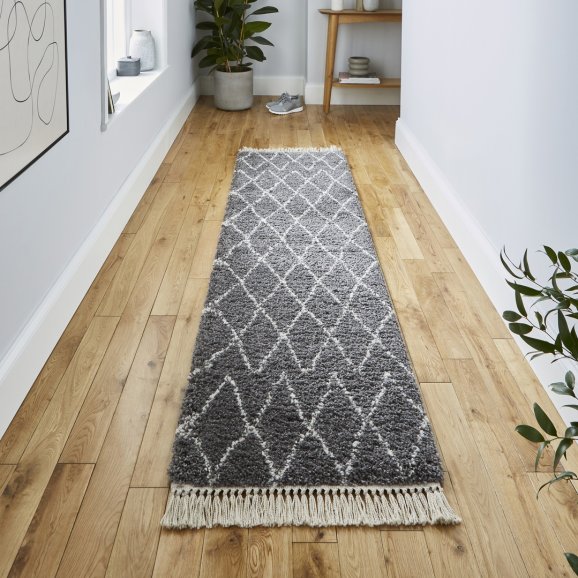 Boho 8280 Modern Shaggy Moroccan Rug Grey