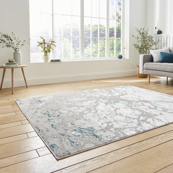 Apollo 2677 Modern Metallic Rug - Grey/Green