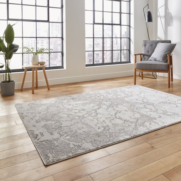 Apollo 2677 Modern Metallic Rug - Grey/Ivory