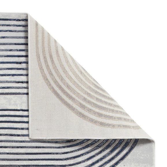 Apollo 2683 Modern Swirl Metallic Rug - Grey/Navy