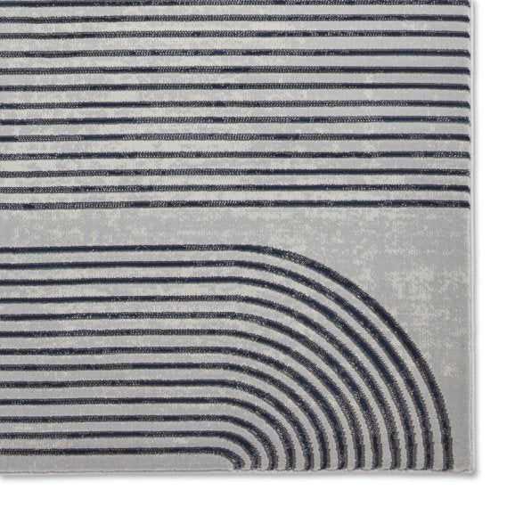 Apollo 2683 Modern Swirl Metallic Rug - Grey/Navy