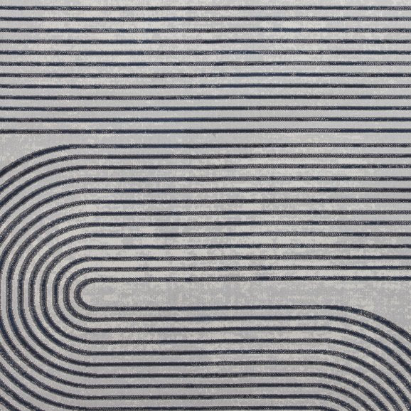 Apollo 2683 Modern Swirl Metallic Rug - Grey/Navy