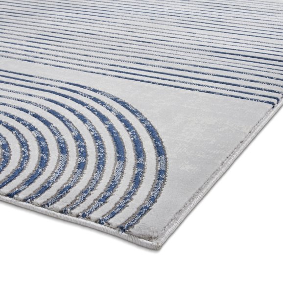 Apollo 2683 Modern Swirl Metallic Rug - Grey/Navy