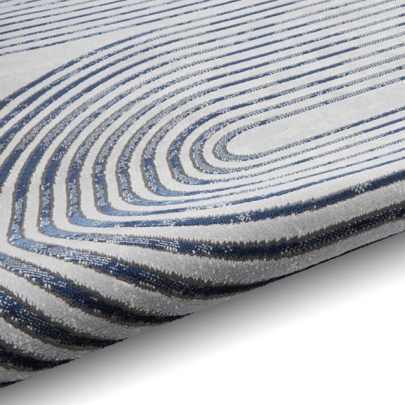 Apollo 2683 Modern Swirl Metallic Rug - Grey/Navy