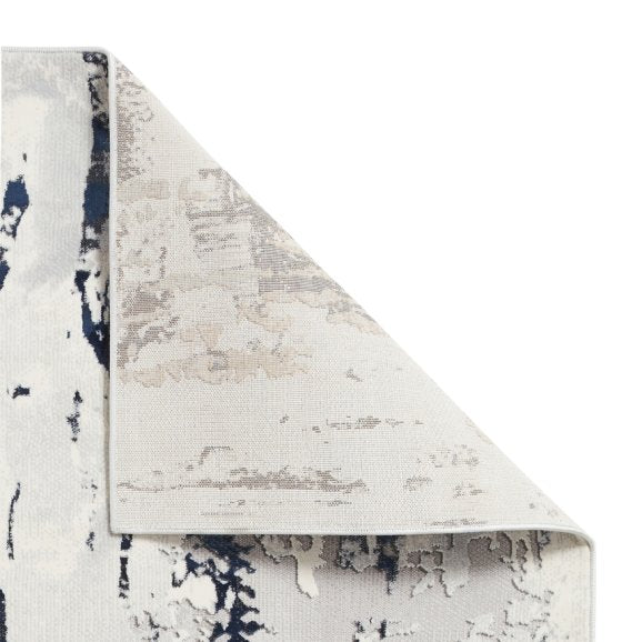 Apollo GR579 Modern Distressed Metallic Rug Grey/Navy