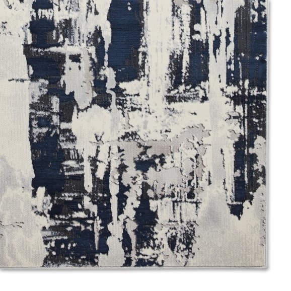 Apollo GR579 Modern Distressed Metallic Rug Grey/Navy