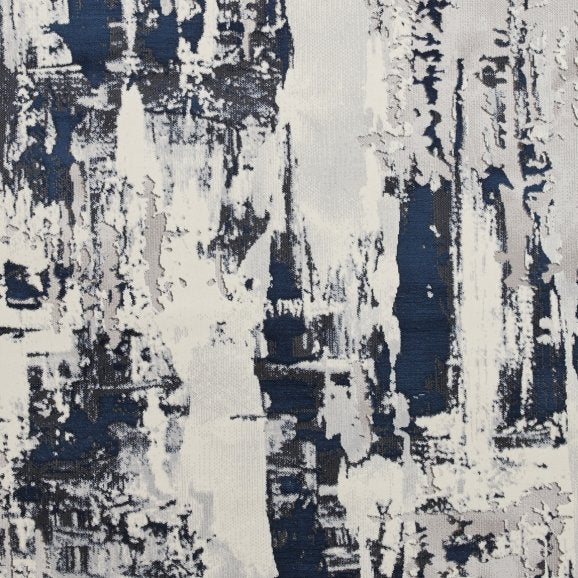 Apollo GR579 Modern Distressed Metallic Rug Grey/Navy