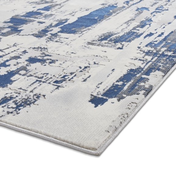 Apollo GR579 Modern Distressed Metallic Rug Grey/Navy