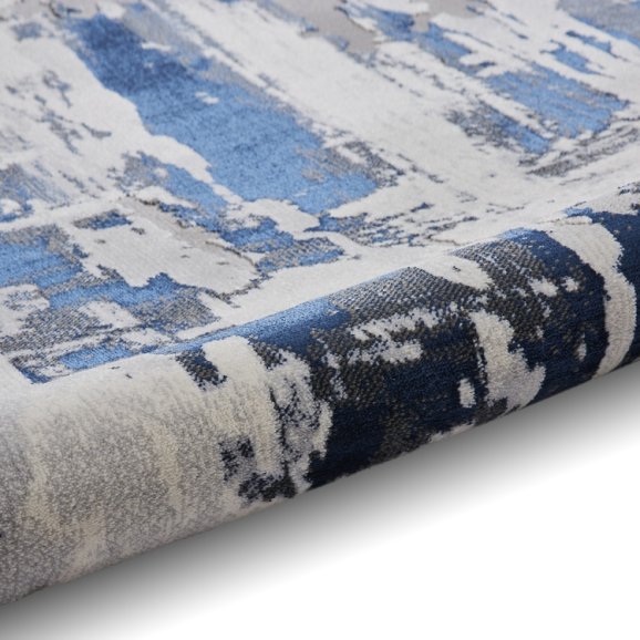 Apollo GR579 Modern Distressed Metallic Rug Grey/Navy