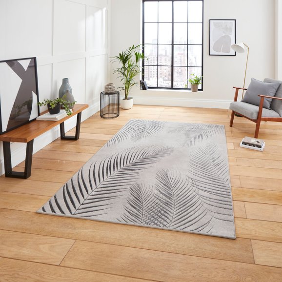 Creation 50051 Modern Multi Textured Super Soft Ventation Rug - Grey/Silver