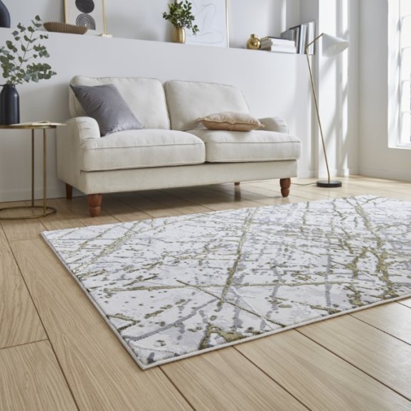 Artemis B8403A Modern Abstract Marble Metallic Rug - Gold/Silver