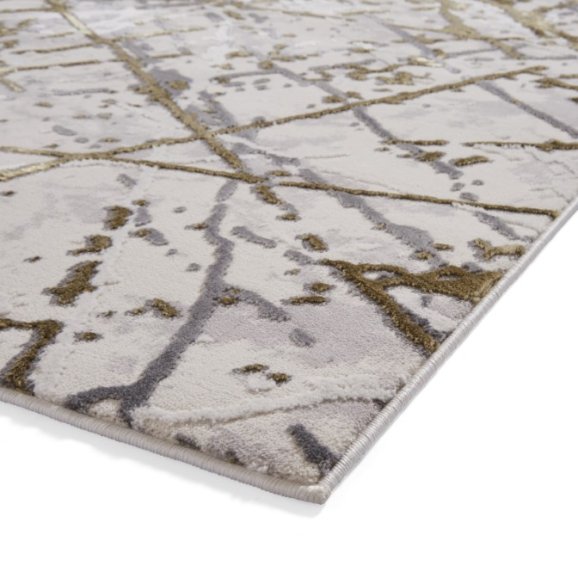 Artemis B8403A Modern Abstract Marble Metallic Rug - Gold/Silver