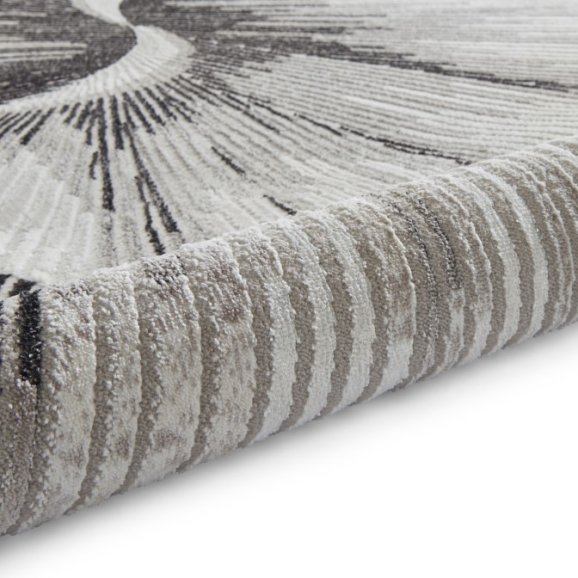 Creation 50156 Modern Multi Textured Super Soft Helix Rug - Silver/Beige