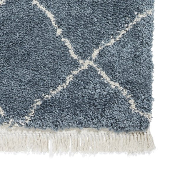 Boho 5413 Modern Shaggy Moroccan Rug Blue
