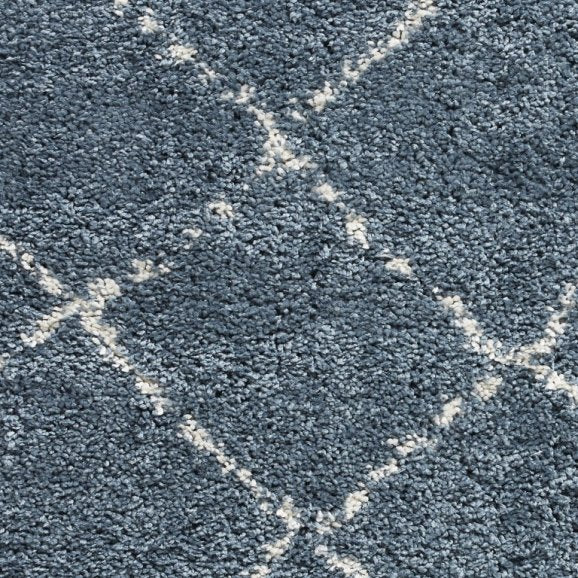 Boho 5413 Modern Shaggy Moroccan Rug Blue