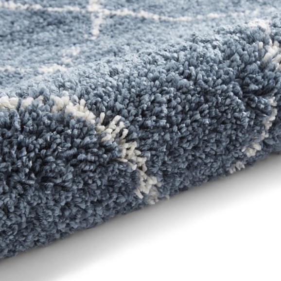 Boho 5413 Modern Shaggy Moroccan Rug Blue