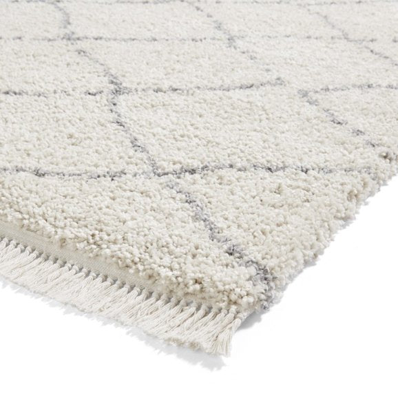 Boho 5413 Modern Shaggy Moroccan Rug Cream