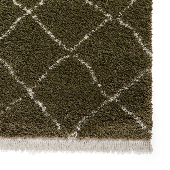 Boho 5413 Modern Shaggy Moroccan Rug Green