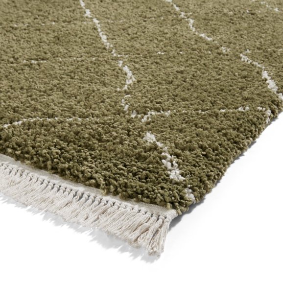 Boho 5413 Modern Shaggy Moroccan Rug Green