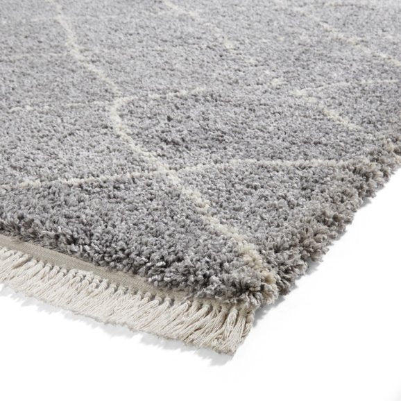Boho 5413 Modern Shaggy Moroccan Rug Grey