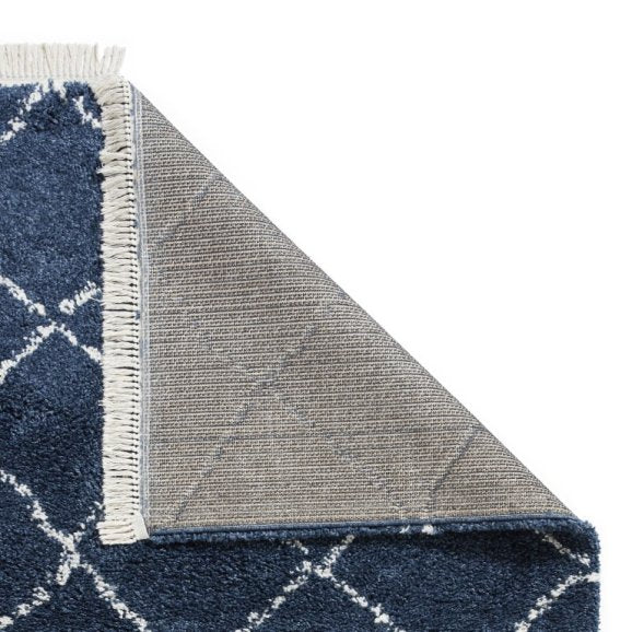 Boho 5413 Modern Shaggy Moroccan Rug Navy
