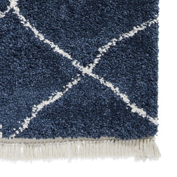 Boho 5413 Modern Shaggy Moroccan Rug Navy