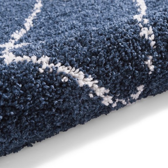 Boho 5413 Modern Shaggy Moroccan Rug Navy