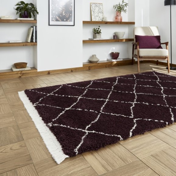 Boho 5413 Modern Shaggy Moroccan Rug Purple