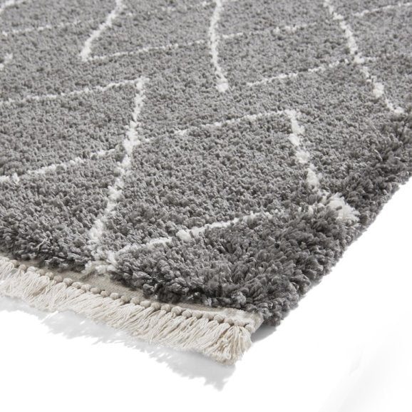 Boho 8280 Modern Shaggy Moroccan Rug Grey
