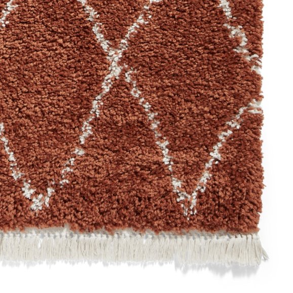 Boho 8280 Modern Shaggy Moroccan Rug Rust