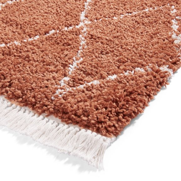 Boho 8280 Modern Shaggy Moroccan Rug Rust