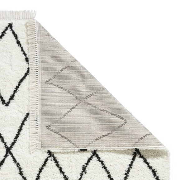 Boho 8280 Modern Shaggy Moroccan Rug White/Black