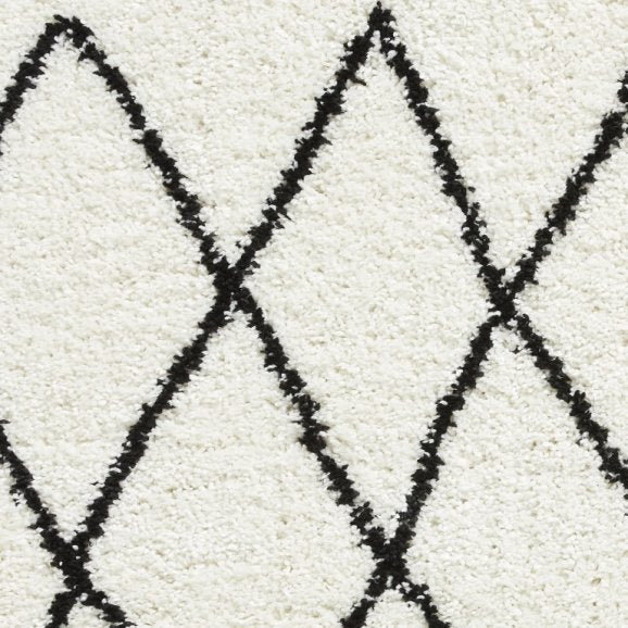 Boho 8280 Modern Shaggy Moroccan Rug White/Black