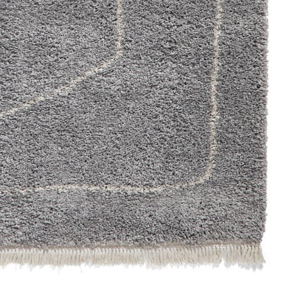 Boho A474 Modern Shaggy Abstract Rug - Grey/Cream