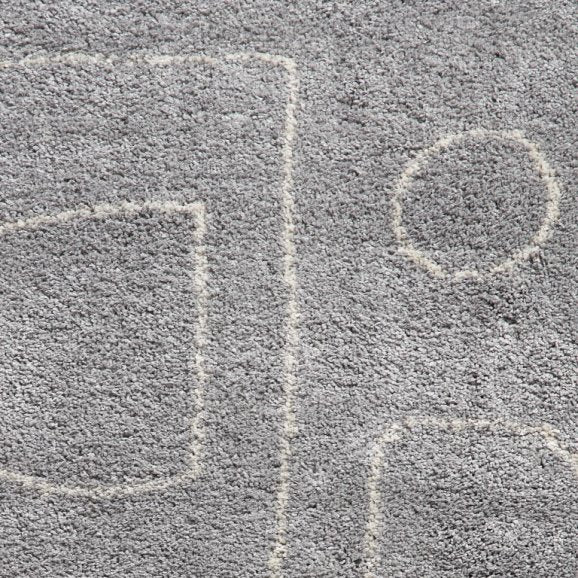 Boho A474 Modern Shaggy Abstract Rug - Grey/Cream