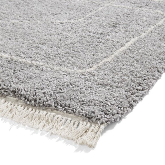 Boho A474 Modern Shaggy Abstract Rug - Grey/Cream