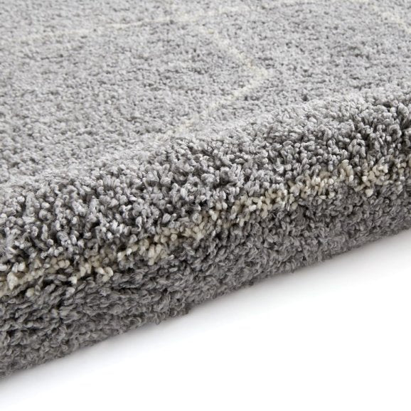 Boho A474 Modern Shaggy Abstract Rug - Grey/Cream