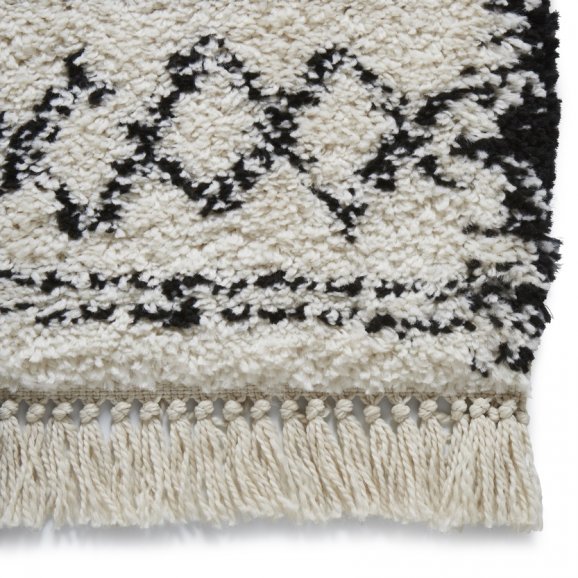 Boho 5402 Modern Shaggy Moroccan Rug Black/White