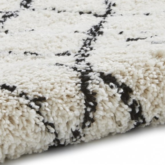 Boho 5402 Modern Shaggy Moroccan Rug Black/White