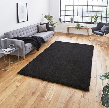 Sierra 9000 Plain Shaggy Rug- Black