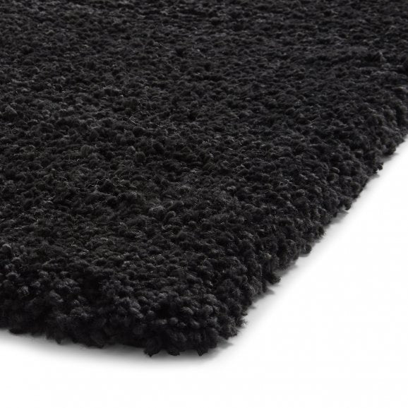 Sierra 9000 Plain Shaggy Rug- Black