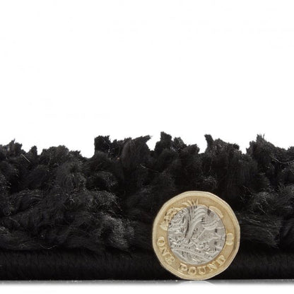 Sierra 9000 Plain Shaggy Rug- Black