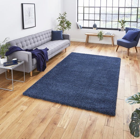 Sierra 9000 Plain Shaggy Rug- Dark Blue