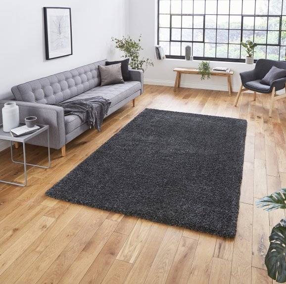 Sierra 9000 Plain Shaggy Rug- Dark Grey