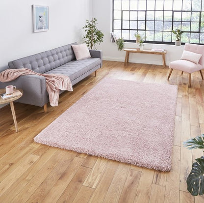 Sierra 9000 Plain Shaggy Rug- Pink