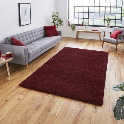 Sierra 9000 Plain Shaggy Rug- Ruby