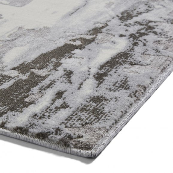 Apollo GR580 Modern Distressed Abstract Metallic Rug Grey