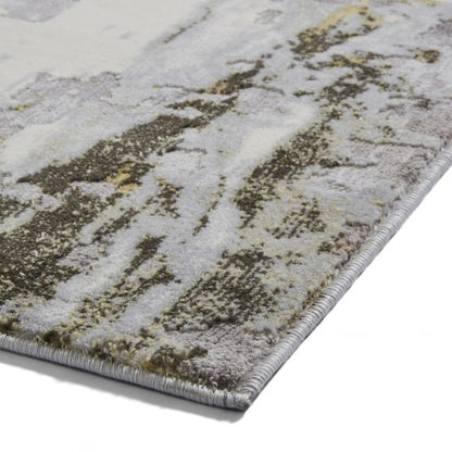 Apollo GR580 Modern Distressed Abstract Metallic Rug Grey/Gold