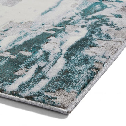 Apollo GR580 Modern Distressed Abstract Metallic Rug Grey/Green