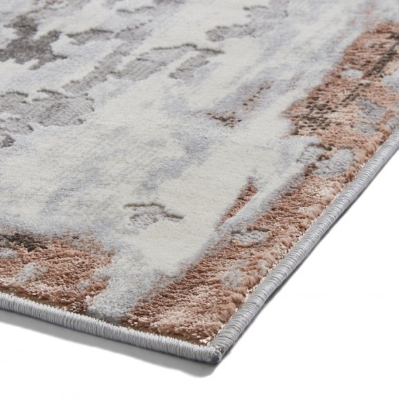 Apollo GR580 Modern Distressed Abstract Metallic Rug Grey/Rose